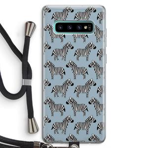 CaseCompany Zebra: Samsung Galaxy S10 Plus Transparant Hoesje met koord