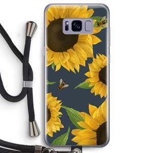 CaseCompany Sunflower and bees: Samsung Galaxy S8 Transparant Hoesje met koord