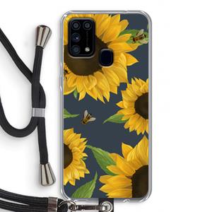 CaseCompany Sunflower and bees: Samsung Galaxy M31 Transparant Hoesje met koord