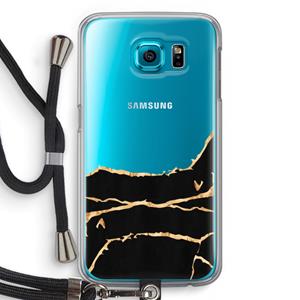 CaseCompany Gouden marmer: Samsung Galaxy S6 Transparant Hoesje met koord