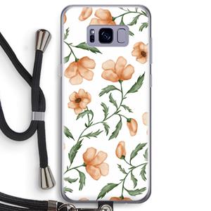 CaseCompany Peachy flowers: Samsung Galaxy S8 Transparant Hoesje met koord