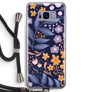 CaseCompany Flowers with blue leaves: Samsung Galaxy S8 Transparant Hoesje met koord