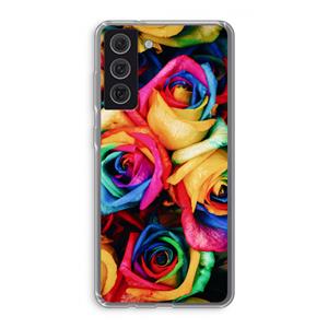 CaseCompany Neon bloemen: Samsung Galaxy S21 FE Transparant Hoesje