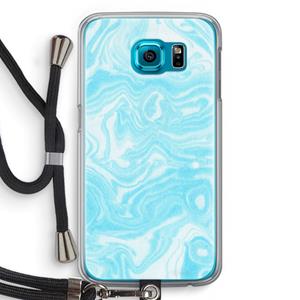 CaseCompany Waterverf blauw: Samsung Galaxy S6 Transparant Hoesje met koord