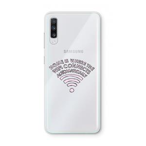 CaseCompany Home Is Where The Wifi Is: Samsung Galaxy A70 Transparant Hoesje