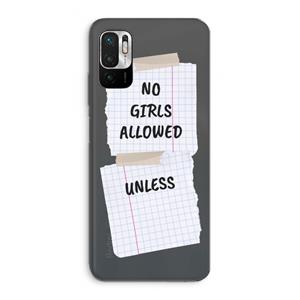 CaseCompany No Girls Allowed Unless: Xiaomi Redmi Note 10 5G Transparant Hoesje