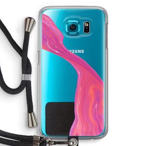 CaseCompany Paarse stroom: Samsung Galaxy S6 Transparant Hoesje met koord
