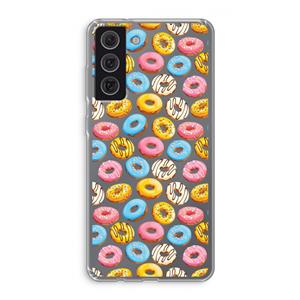 CaseCompany Pink donuts: Samsung Galaxy S21 FE Transparant Hoesje