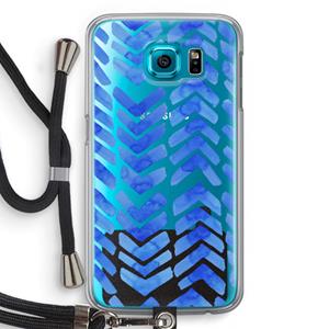 CaseCompany Blauwe pijlen: Samsung Galaxy S6 Transparant Hoesje met koord
