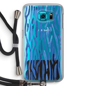 CaseCompany Blauwe nerven: Samsung Galaxy S6 Transparant Hoesje met koord