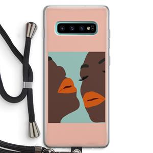 CaseCompany Orange lips: Samsung Galaxy S10 Plus Transparant Hoesje met koord