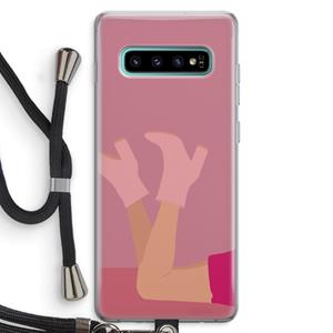 CaseCompany Pink boots: Samsung Galaxy S10 Plus Transparant Hoesje met koord