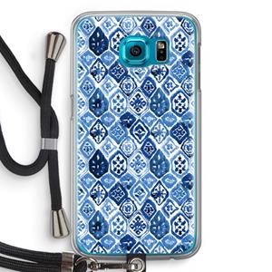 CaseCompany Blauw motief: Samsung Galaxy S6 Transparant Hoesje met koord