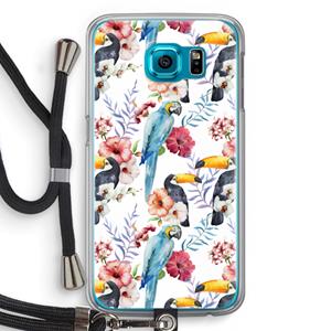CaseCompany Bloemen tukan: Samsung Galaxy S6 Transparant Hoesje met koord