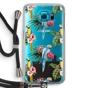 CaseCompany Kleurrijke papegaaien: Samsung Galaxy S6 Transparant Hoesje met koord