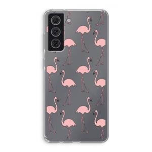CaseCompany Anything Flamingoes: Samsung Galaxy S21 FE Transparant Hoesje