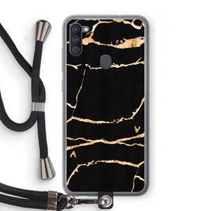 CaseCompany Gouden marmer: Samsung Galaxy A11 Transparant Hoesje met koord