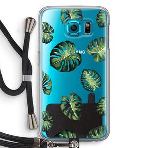 CaseCompany Tropische bladeren: Samsung Galaxy S6 Transparant Hoesje met koord