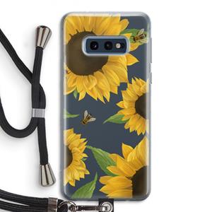 CaseCompany Sunflower and bees: Samsung Galaxy S10e Transparant Hoesje met koord