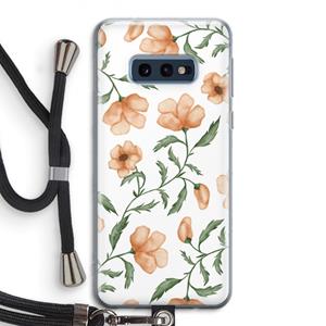 CaseCompany Peachy flowers: Samsung Galaxy S10e Transparant Hoesje met koord