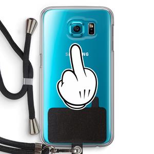 CaseCompany Middle finger white: Samsung Galaxy S6 Transparant Hoesje met koord