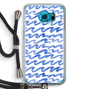 CaseCompany Blauwe golven: Samsung Galaxy S6 Transparant Hoesje met koord