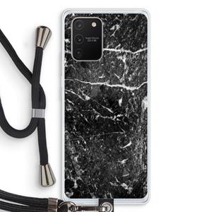 CaseCompany Zwart marmer: Samsung Galaxy S10 Lite Transparant Hoesje met koord