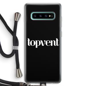 CaseCompany Topvent Zwart: Samsung Galaxy S10 Plus Transparant Hoesje met koord