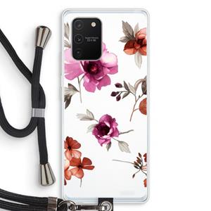 CaseCompany Geschilderde bloemen: Samsung Galaxy S10 Lite Transparant Hoesje met koord