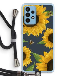 CaseCompany Sunflower and bees: Samsung Galaxy A52 Transparant Hoesje met koord
