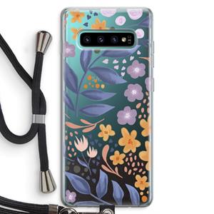 CaseCompany Flowers with blue leaves: Samsung Galaxy S10 Plus Transparant Hoesje met koord