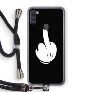 CaseCompany Middle finger black: Samsung Galaxy A11 Transparant Hoesje met koord