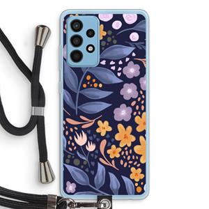 CaseCompany Flowers with blue leaves: Samsung Galaxy A52 Transparant Hoesje met koord