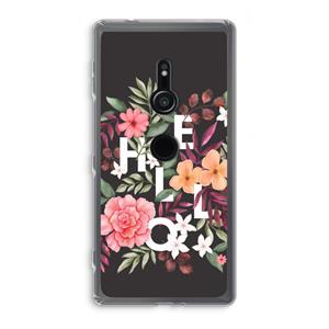 CaseCompany Hello in flowers: Sony Xperia XZ2 Transparant Hoesje