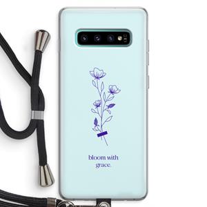 CaseCompany Bloom with grace: Samsung Galaxy S10 Plus Transparant Hoesje met koord