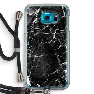 CaseCompany Zwart Marmer 2: Samsung Galaxy S6 Transparant Hoesje met koord