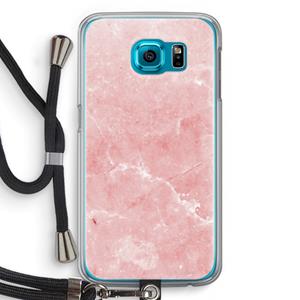 CaseCompany Roze marmer: Samsung Galaxy S6 Transparant Hoesje met koord