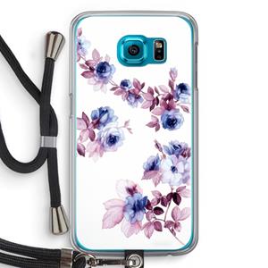 CaseCompany Waterverf bloemen: Samsung Galaxy S6 Transparant Hoesje met koord