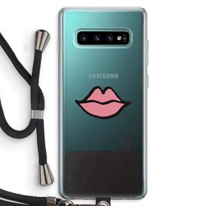 CaseCompany Kusje: Samsung Galaxy S10 Plus Transparant Hoesje met koord