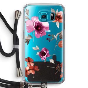 CaseCompany Geschilderde bloemen: Samsung Galaxy S6 Transparant Hoesje met koord