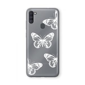 CaseCompany White butterfly: Samsung Galaxy A11 Transparant Hoesje