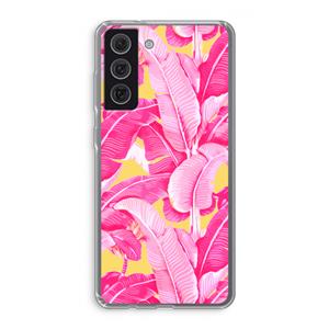 CaseCompany Pink Banana: Samsung Galaxy S21 FE Transparant Hoesje