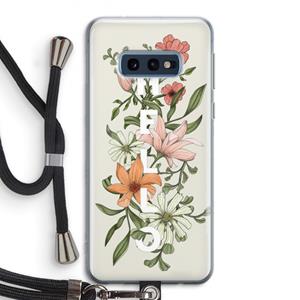 CaseCompany Hello bloemen: Samsung Galaxy S10e Transparant Hoesje met koord