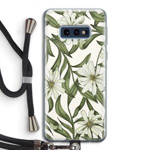 CaseCompany Wit bloemenpatroon: Samsung Galaxy S10e Transparant Hoesje met koord