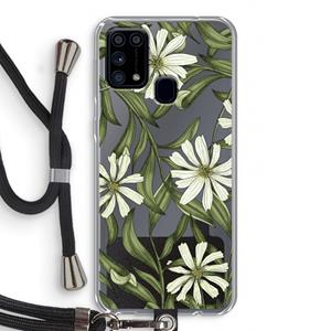 CaseCompany Wit bloemenpatroon: Samsung Galaxy M31 Transparant Hoesje met koord