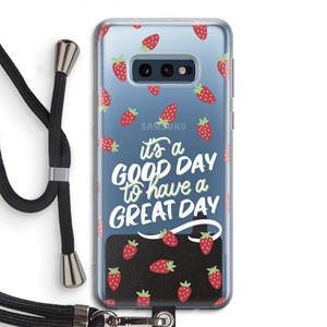CaseCompany Don't forget to have a great day: Samsung Galaxy S10e Transparant Hoesje met koord