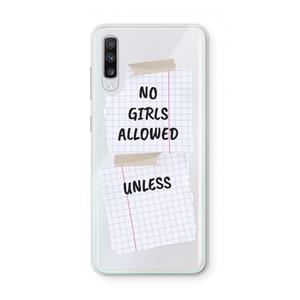 CaseCompany No Girls Allowed Unless: Samsung Galaxy A70 Transparant Hoesje