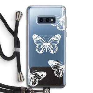 CaseCompany White butterfly: Samsung Galaxy S10e Transparant Hoesje met koord