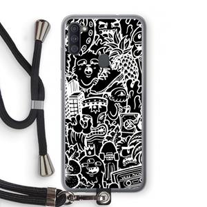 CaseCompany Vexx Black Mixtape: Samsung Galaxy A11 Transparant Hoesje met koord