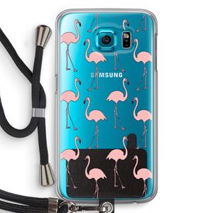 CaseCompany Anything Flamingoes: Samsung Galaxy S6 Transparant Hoesje met koord